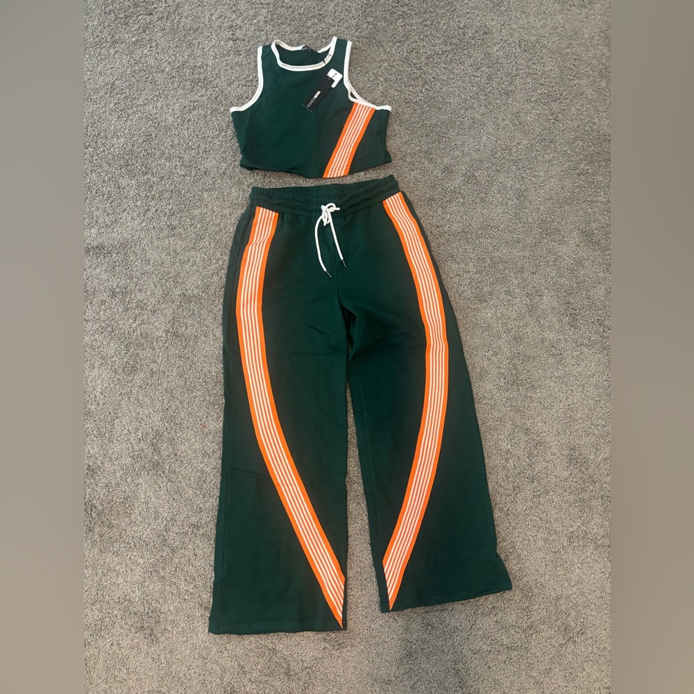 Fashion Nova Green and Orange Track Set